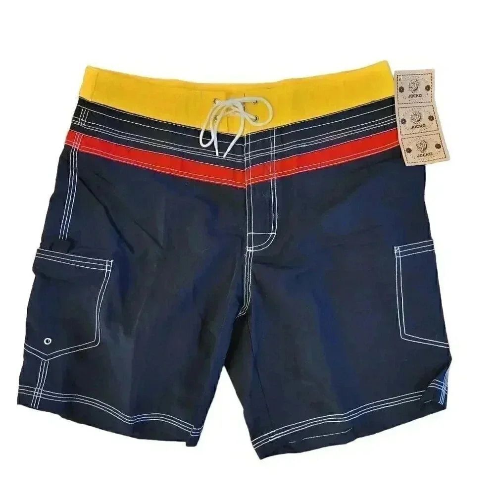 Jocko Watchdog Men's Navy/Red/Yellow Nylon Board Shorts NEW